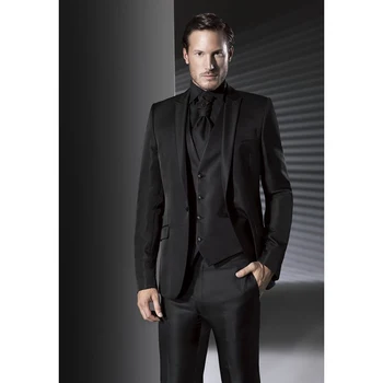 

2017 Latest Coat Pant Designs Black Wedding Suits for men Custom made Slim Fit 3 Piece mens Suit Groom Tuxedo Prom Blazer Terno