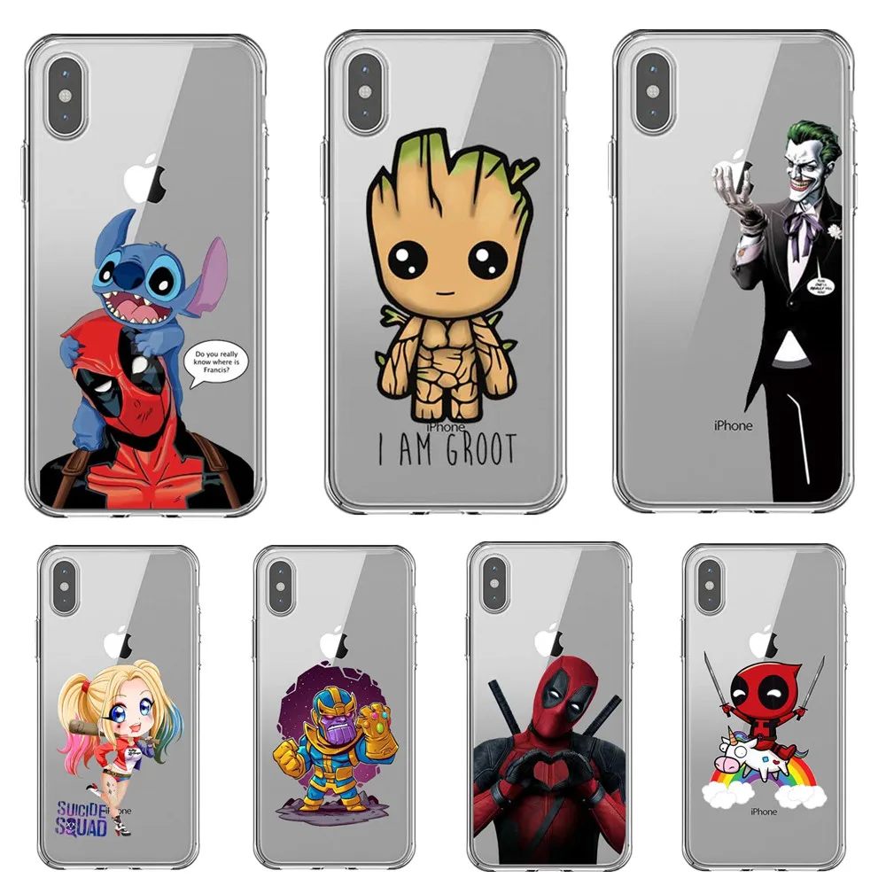 

Marvel Deadpool and Stitch Clear silicone TPU Phone Case Cover For iPhone 5 5s SE 6 6s Plus 7 7Plus 8 8 Plus X XR XS MAX