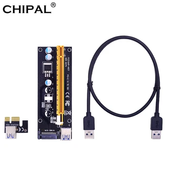 

CHIPAL 10PCS Black 007S PCI-E Riser Card 007 PCIE 1X to 16X Extender 15Pin SATA Molex Power 60CM USB 3.0 Cable for BTC LTC Miner