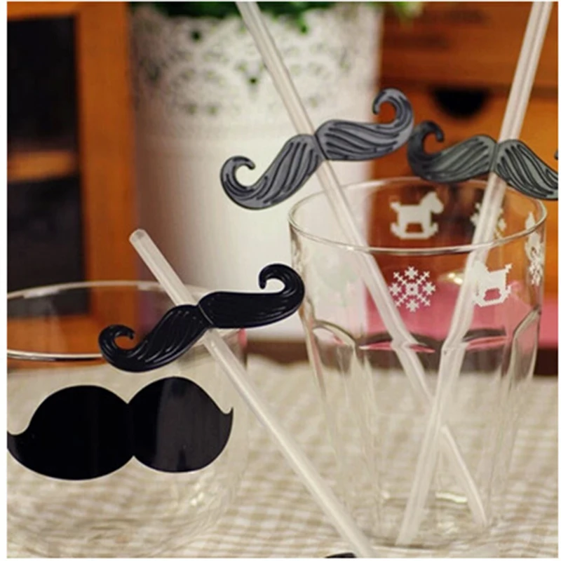 

4PCS/SET Creative Beard Shape Straw Cocktail Decoration Funny Bearded Drinking Straw Wedding Party Decor Kitchen Gadgets