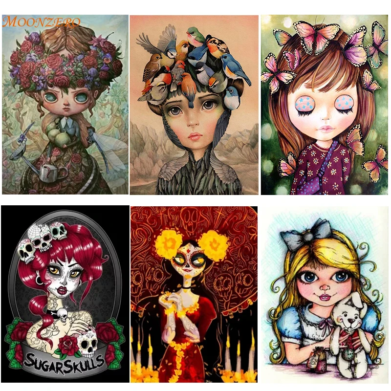 

Square 5D DIY diamond painting flower girl system 3D embroidery cross stitch home decoration wall stickers pattern pendant