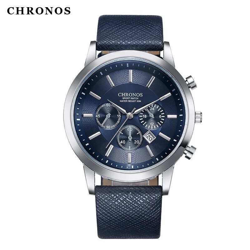 Мужские наручные кварцевые часы CHRONOS, ультра тонкие водонепроницаемые кварцевые часы, reloj de los hombres reloj hombre