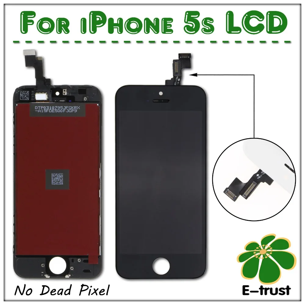 No dead pixel 50 PCS LOT LCD for iPhone 5S display with touch screen digitizer assembly