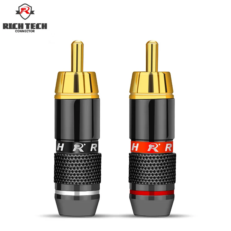 25pairs Hot selling Gold Plated Brass RCA Plug Durable RCA Connector Rotating Locking Audio Video RCA Jack