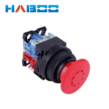 

5pcs/lot packing 30mm emergency stop push button switch 1NO/1NC mushroom head e-stop switch turn to reset 10A 600V