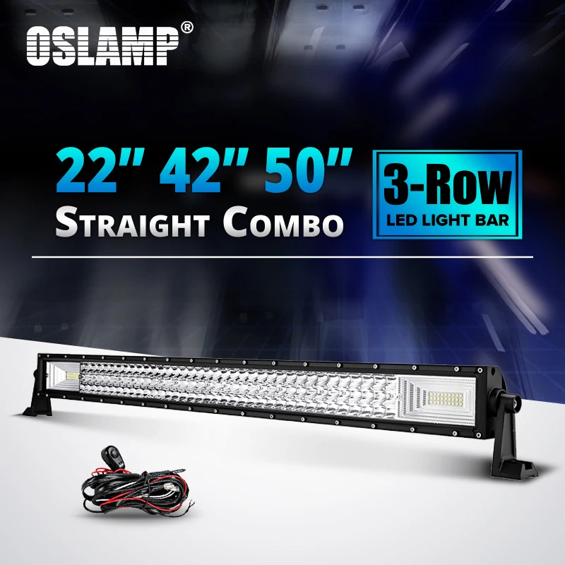 

Oslamp 3 Row 22" Led Bar 42inch Straight Offroad LED Light Bar Combo 50" Driving Work Light Bar Car ATV Trailer Truck Pickup