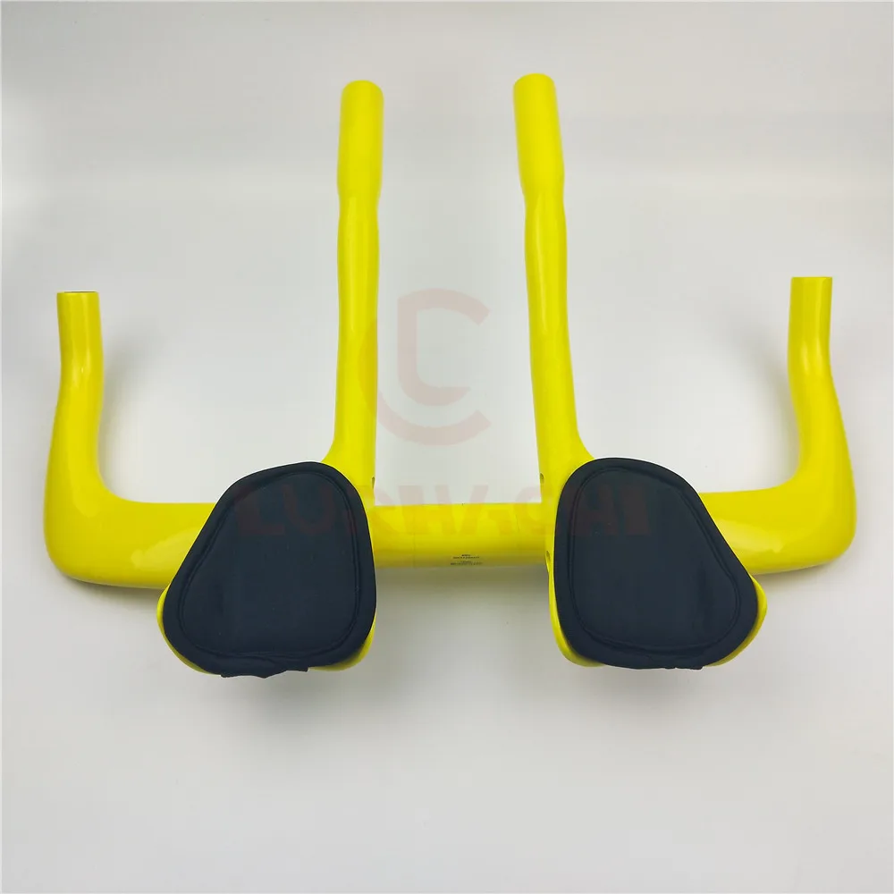 

LURHACHI Yellow Road Bike Rest Handlebar Full Carbon Travel Cycling Aero Bar Bicycle TT Handlebars+Auxiliary Carbon Handlebar