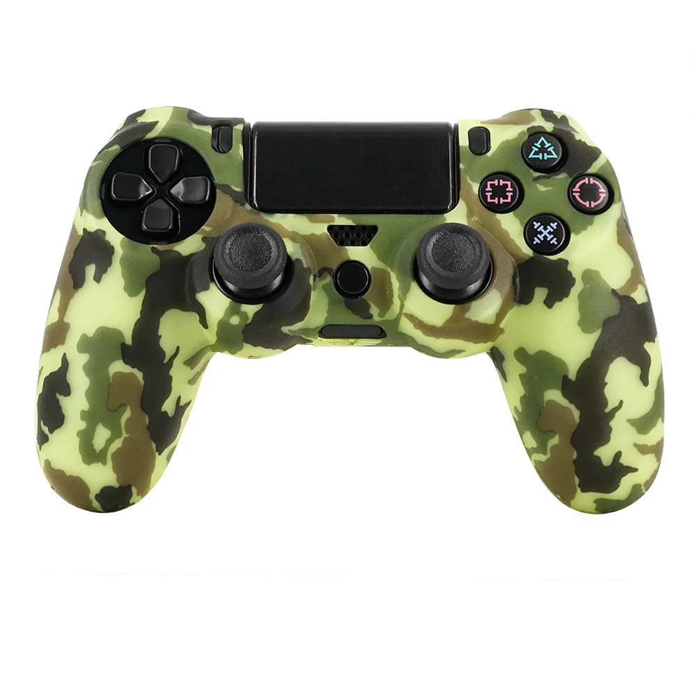 Камуфляжный силиконовый защитный чехол для PS4 контроллера синий светло зеленый