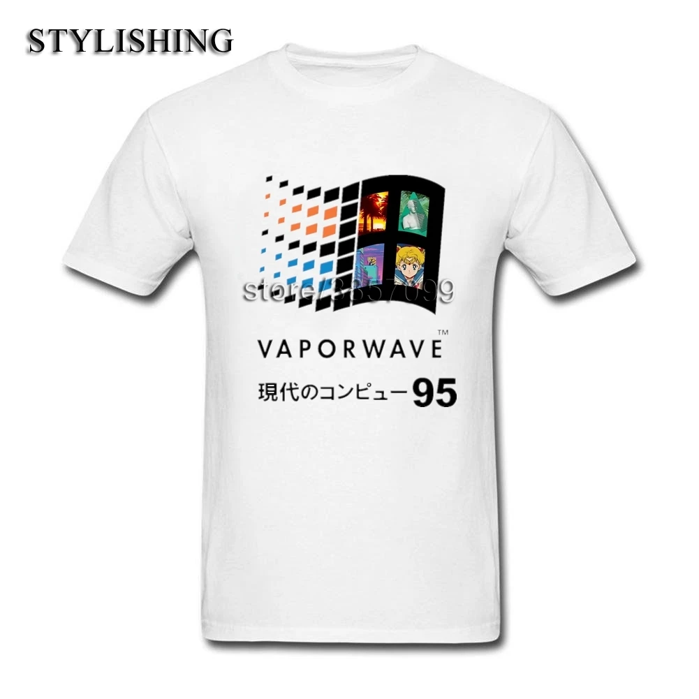 Men T-Shirts Popular Cotton Round Collar Vaporwave 95 Short Sleeve Hot Sale Tops T Shirt For Boy | Мужская одежда