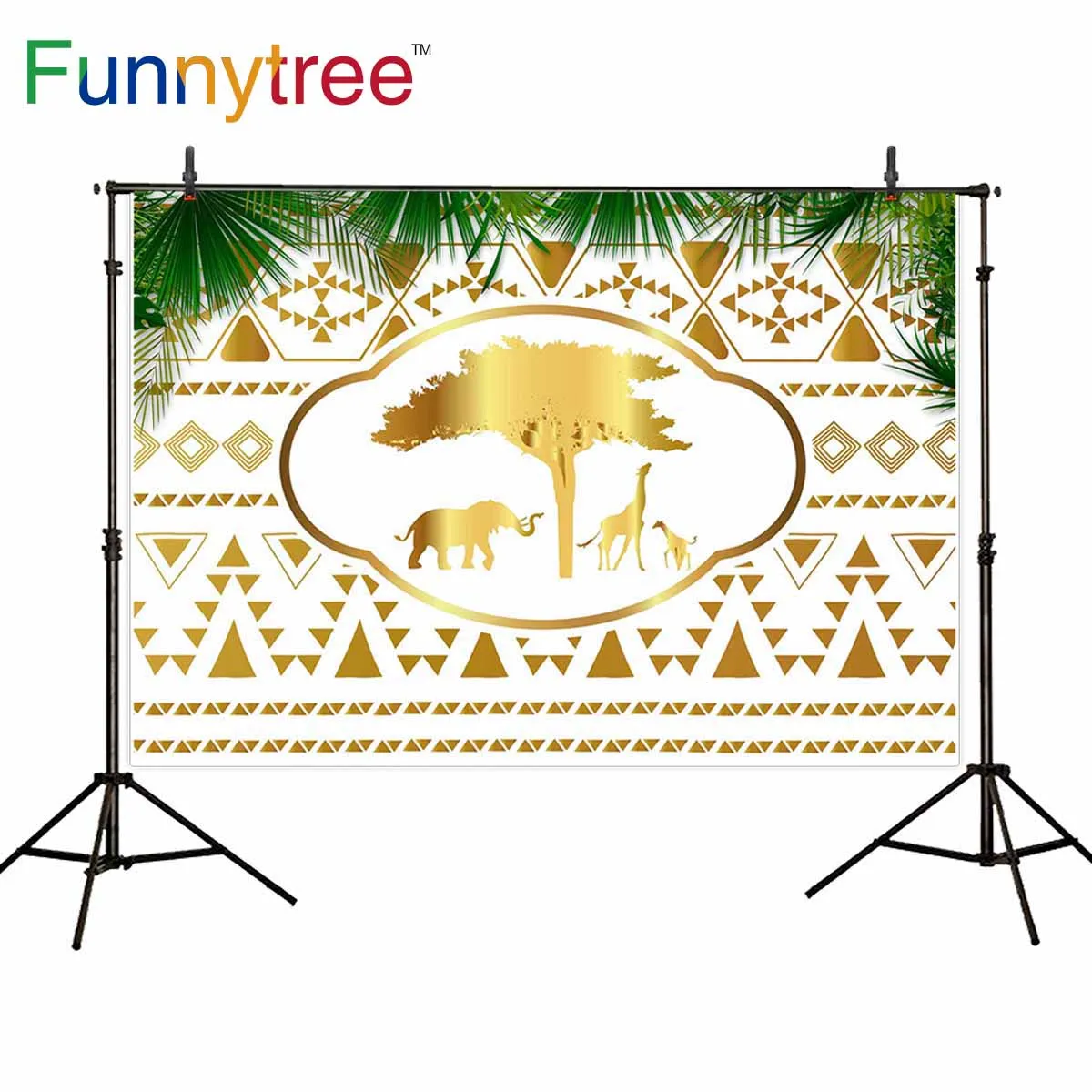 Фон Funnytree для фотостудии дикий один Золотой Индийский узор сафари фон вечеринки