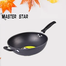 Мастер Звезда 32 см чугунные Woks для кухни антипригарная черная железная сковорода