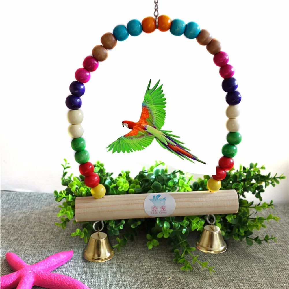 

Colorful Parrot Swing Bird Cage Toys Cockatiel Budgie Lovebird Woodens Birds Parrots Swings Toy Wood Papegaaien Speelgoed