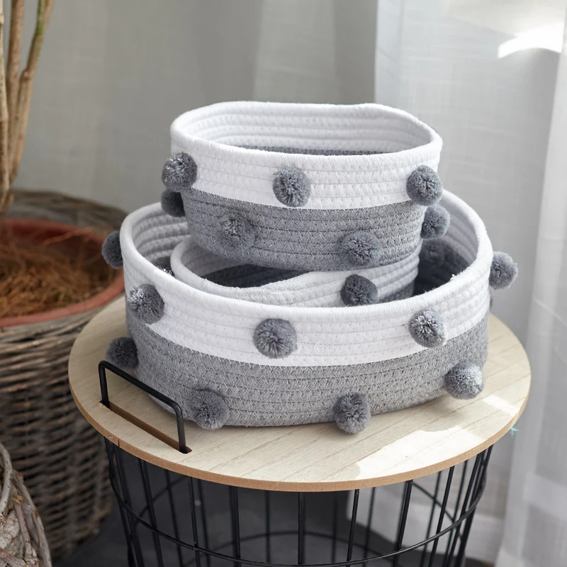 Nordic Knit Craft Venonat Decor Laundry Basket Cosmetic Desktop Basket Potting Baksets Organizer Bedside Underwear Socks Storage