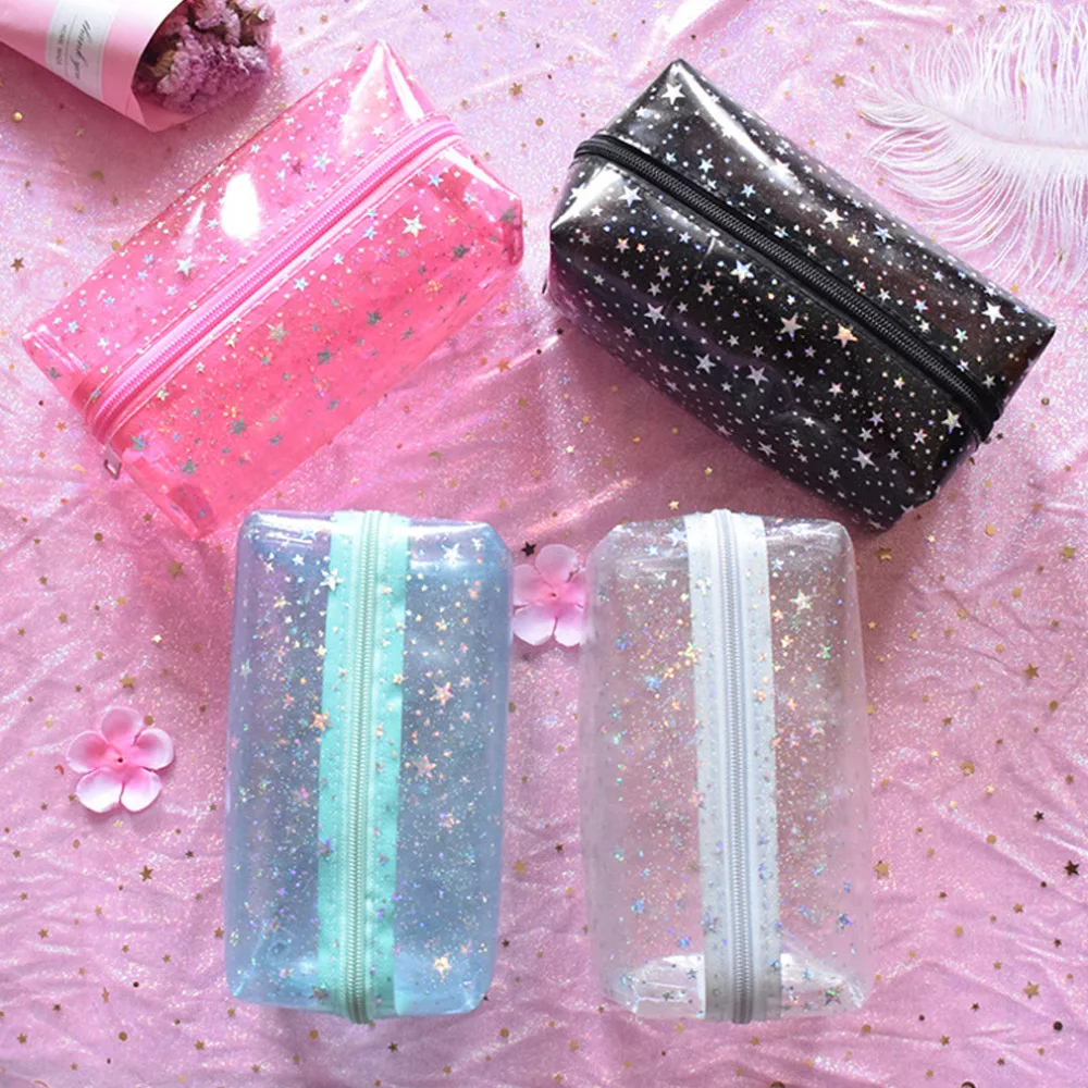  Bags Women Jelly Cosmetic Bag Clutch Bag Lady Transparent Storage Holder Travel Organizer Korea Cut