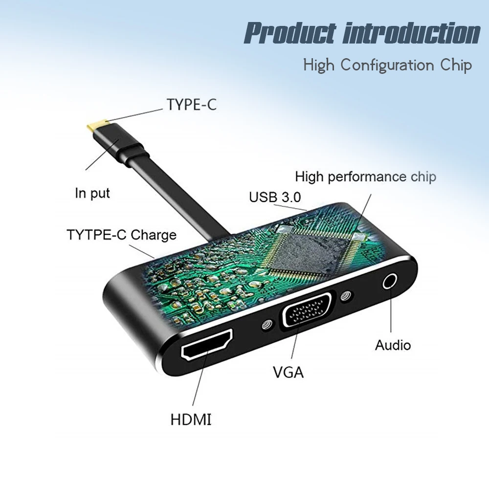 Vmade мульти порты USBC док-станция 5 в 1 поддержка PD 3,0 зарядки тип-c к hdmi+ vga+ PD+ аудио конвертер двойной экран дисплей