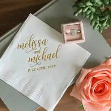 Персонализация 25 шт Розовое золото свадебные салфетки | репетиционный ужин | Помолвочные вечерние салфетки | Пользовательские бар салфетки | Пользовательские свадебные салфетки