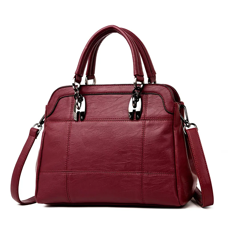 Высококачественные роскошные женские сумки, женские сумки, Дизайнерская кожаная сумка на плечо для женщин, большая сумка-тоут, Брендовая женская сумка через плечо - Цвет: Red
