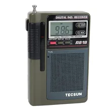 1 шт. TECSUN карманный мини радио FM/MW/SW приемник полный диапазон цифровые часы Будильник+ Внешняя антенна TECSUN R-818 fm-радио