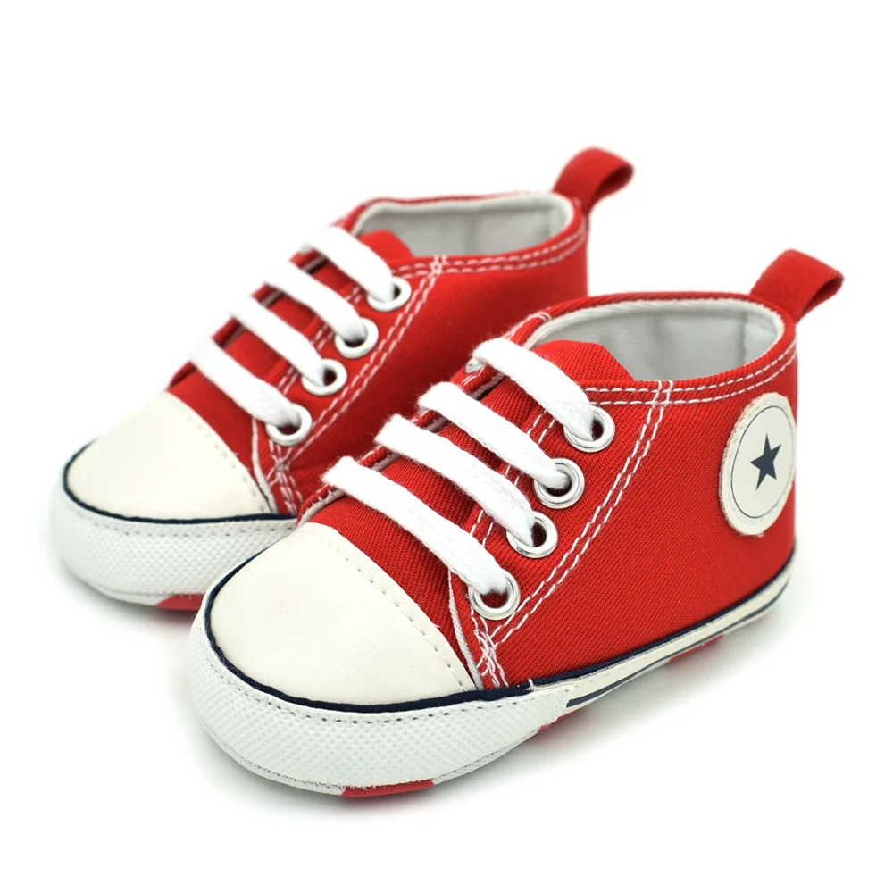 Холст Классические обувь для мальчиков и девочек для новорожденных спортивные кроссовки младенческой малыша первый ходунки мягкая подошва против скольжения кроватки обувь 0-18 м D3