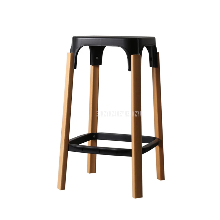 Скандинавский стиль, современный дизайн, твердый деревянный барный стул, твердая деревянная ножка, ПП сиденье, домашняя обеденная барная стойка для кафе, табурет с открытой спиной 68 см