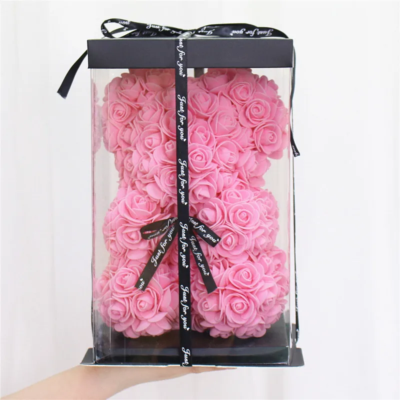 9.8” LUXURY ROSE BEAR WITH GIFT BOX 25 cm
