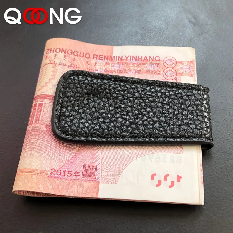 QOONG сильный магнит зажим для денег коровья кожа мини Чехол бумажник в стиле ретро