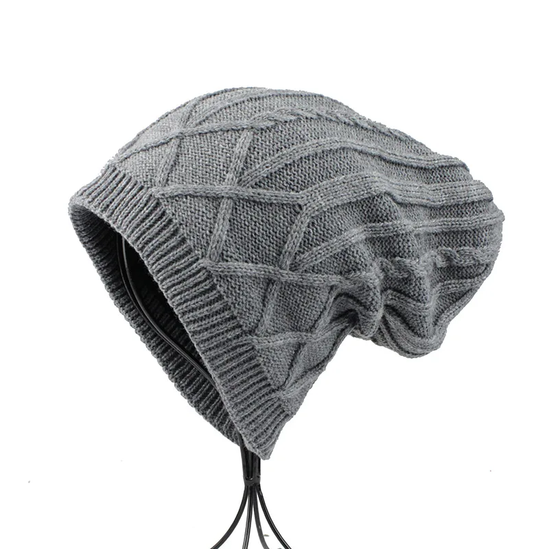 [FETSBUY] Зимние шапки для мужчин, вязаные шапочки, женские бархатные теплые шапочки для мальчиков, уличные шапки унисекс Chapeu Gorros Masculino 18012 - Цвет: FS18012  01Gray
