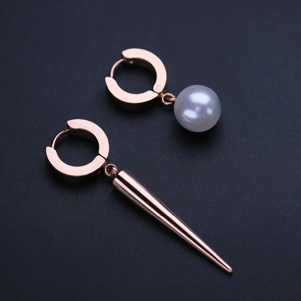 Fashion Jewelry Circle Round Spike Earrings Rose Gold Color Stainless