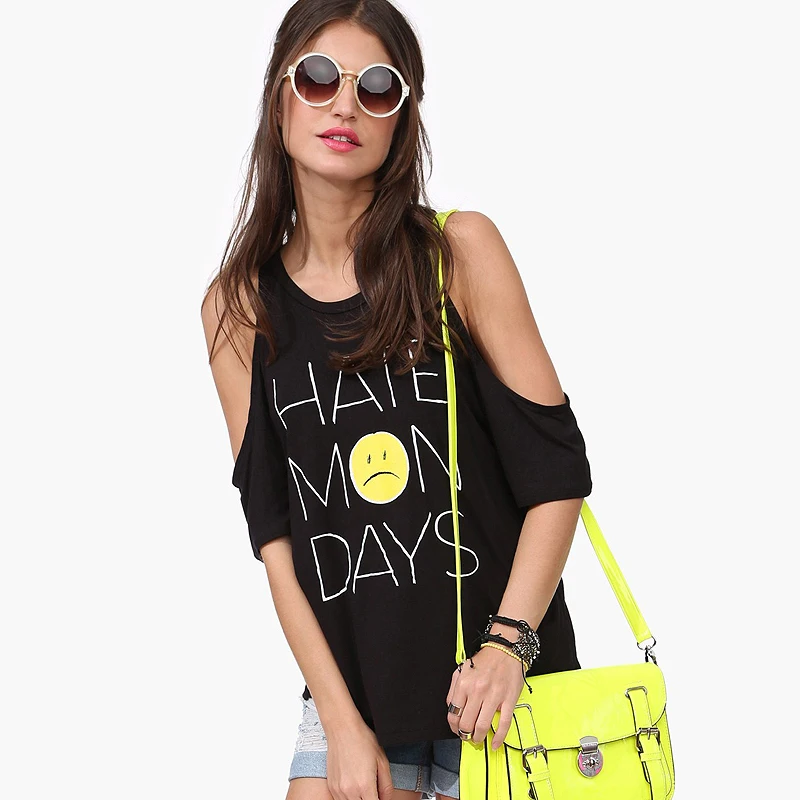 Buy Oversized t shirts womens black off the shoulder