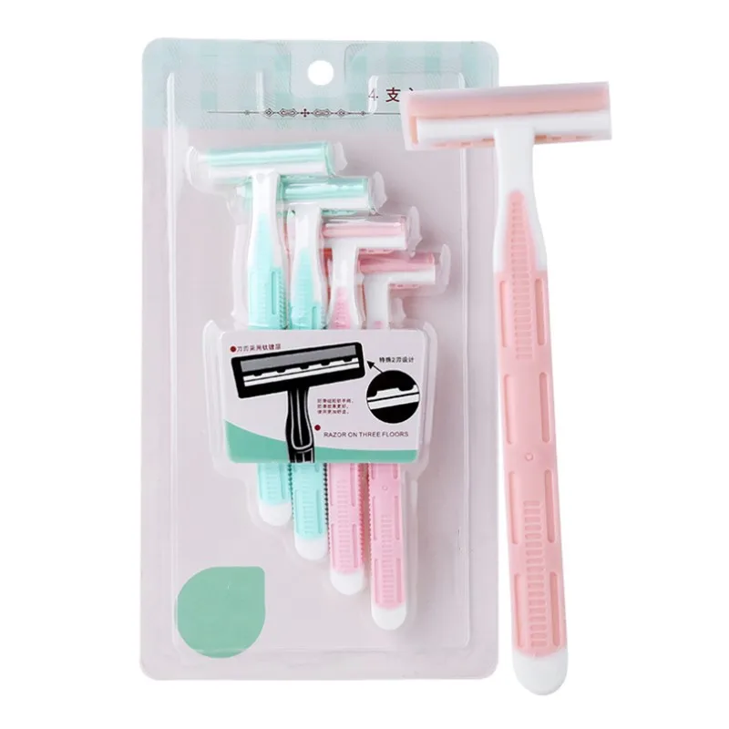 

4PCs Women's Manual Shaving Knife With Three Layers of Blades Underarm Ladies' Depilator Manual Shaver Safety Shaving Knife