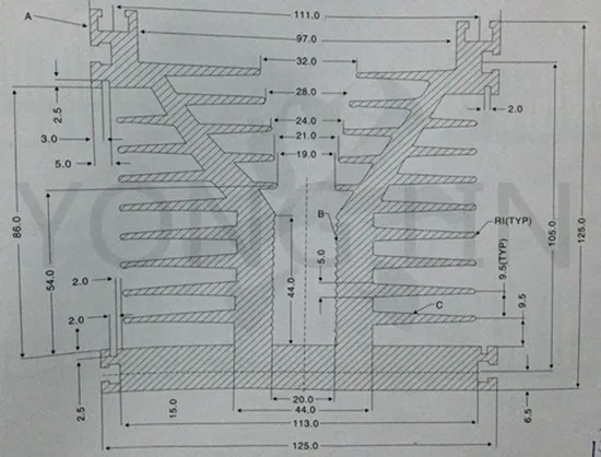 1 шт. высокомощный радиатор 125*125-125 мм алюминиевый радиатор/промышленный модуль радиатора