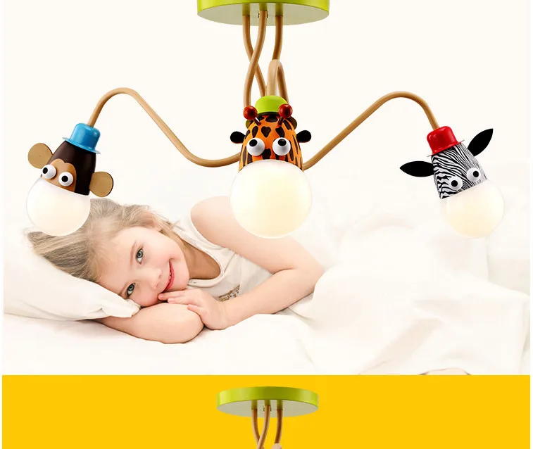 Sala de Crianças Lâmpada do Teto Criativo dos Desenhos Menino Menina Quarto Animados Animal Cabeça Luz Teto Led 4 Cheap Luzes de teto
