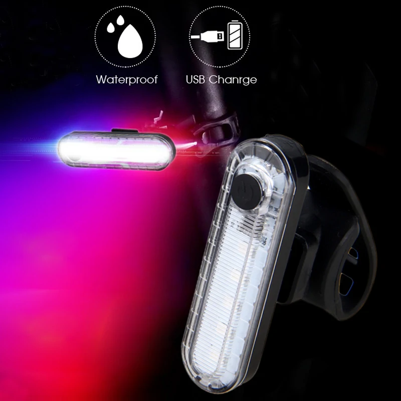 Perfect Mini USB Bike Taillight Rechargeable Rear Lamp Safety Warning Light Red/Blue+red Light for Night Cycling 4