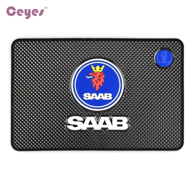 CEYES Car-Styling Interior Mat Auto Badge Case For Saab 03-10 9-3 9-5 93 95 9000 900 Car Emblems Car Styling Anti-Slip Mat
