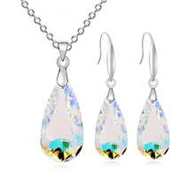 Модный пластиковый стеклянный серебряный цвет, капли воды, женский ювелирный набор, украшения для свадьбы, наборы для женщин, комплекты из Африки