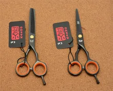 5.5” 16cm Japan Kasho Toppest 440C Black Professional Human Hair Scissors Hairdressing Cutting Shears Thinning Scissors H1004