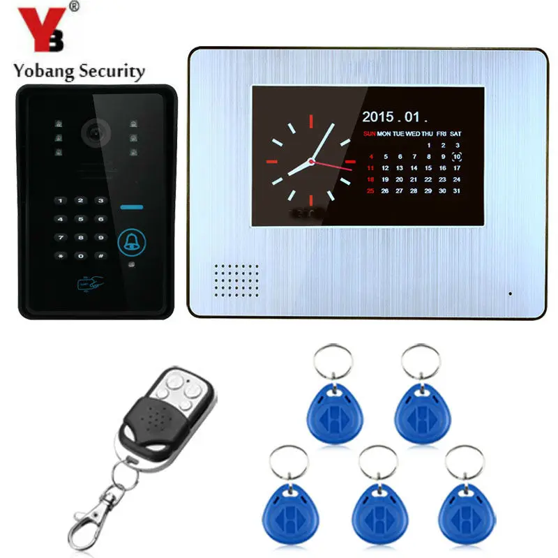 Yobang Security Remote Control Video Intercom 7 Inch Video Door Phone Camera Doorbell Doorbell Clock With Motion Detection