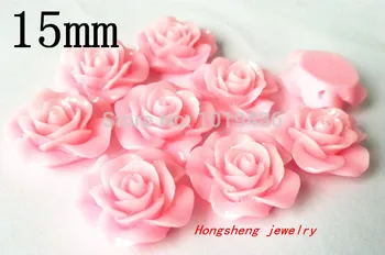 

15mm 200pcs/lot pink color resin rose flower (back perforation) for chunky beads necklace jewelry making