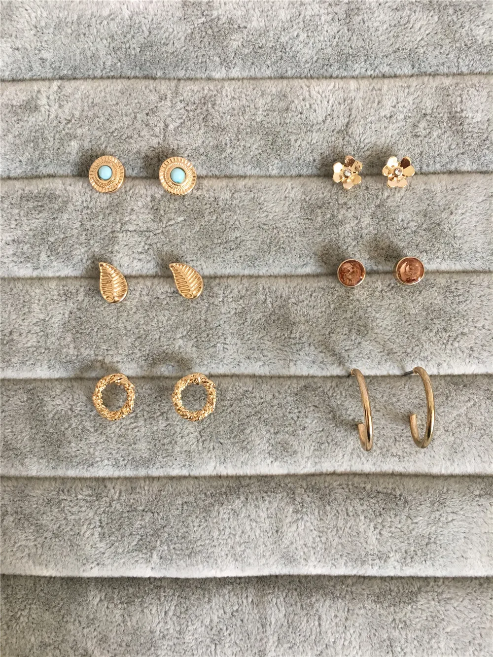 Модные круглые цветочные круглые дисковые листья небольшие кольцевые многопакетные серьги