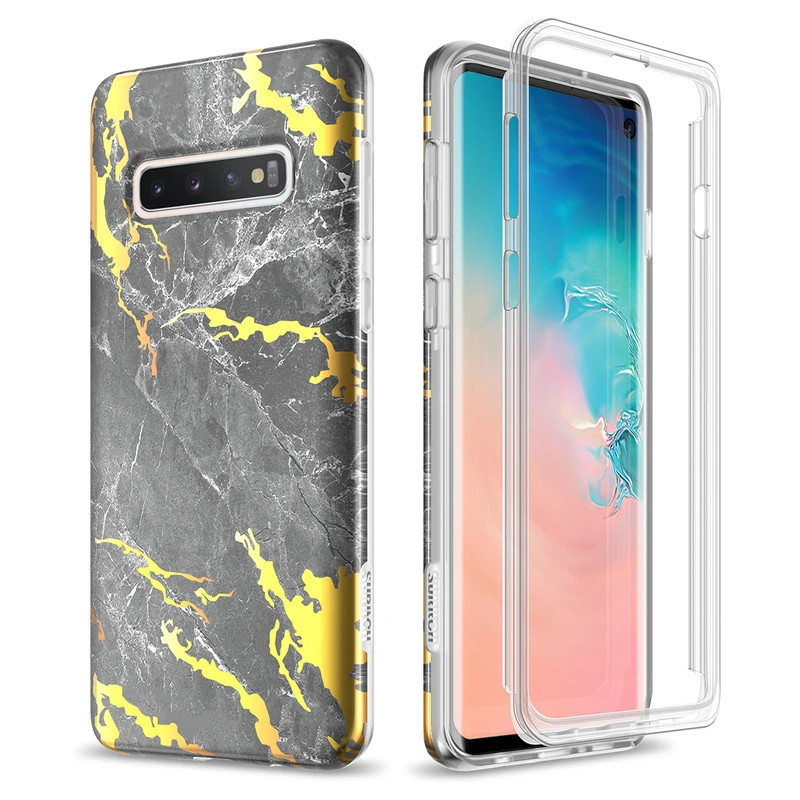 Мягкий мраморный чехол 2 в 1 для Samsung Galaxy S10 Note10 Plus противоударный Тонкий с полной