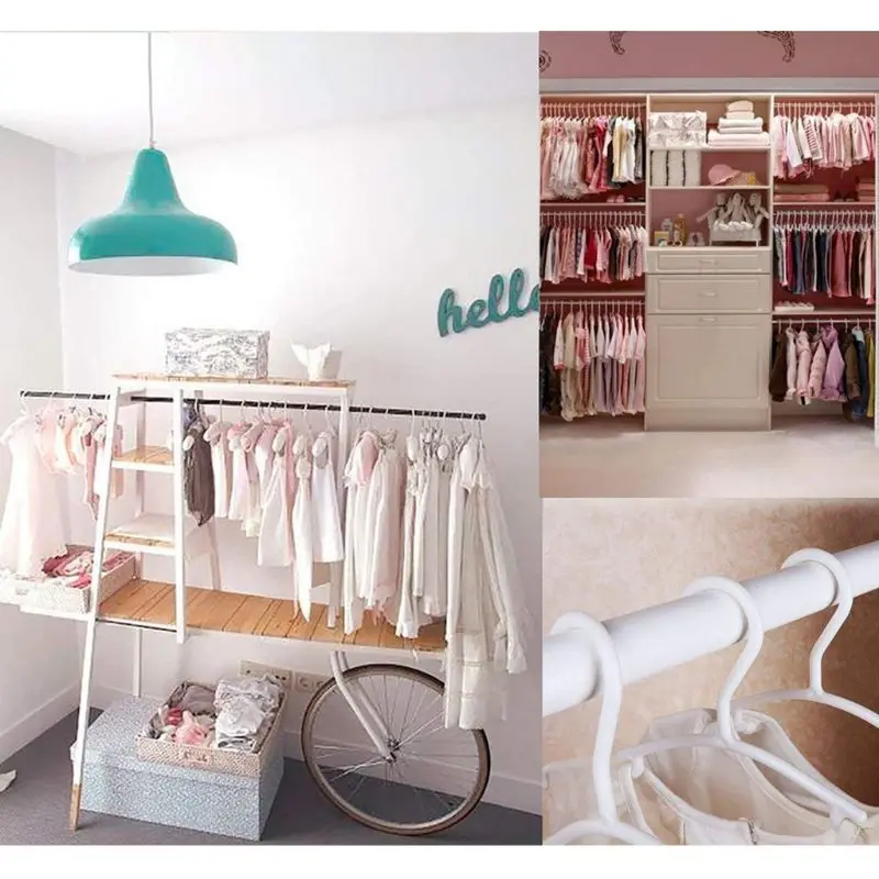 Baby Coat Hangers 10 Pack White Plastic Nursery Nonslip Space Saving Tubular Kids Clothes