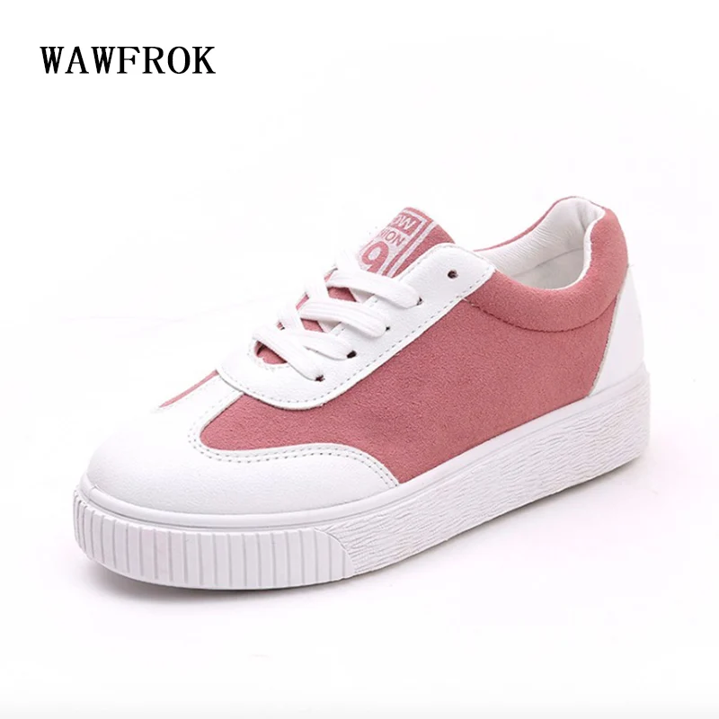

WAWFROK Women Casual Shoes Summer 2018 Spring Women Flats Shoes Fashion Breathable Lace-Up Platform Women Sneakers