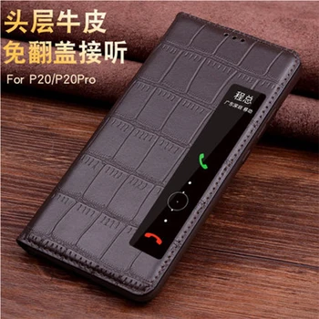

Genuine Leather Case Phone Fundas Skin for Huawei P20 Case Smart On Off Business Flip Protective Cover Bag for Huawei P20 Pro