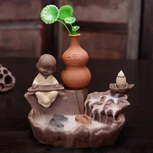 Керамичсекий стул курильница для благовоний горелка монах дзэн Лотос пруд, водопад горелка курильница с деревом