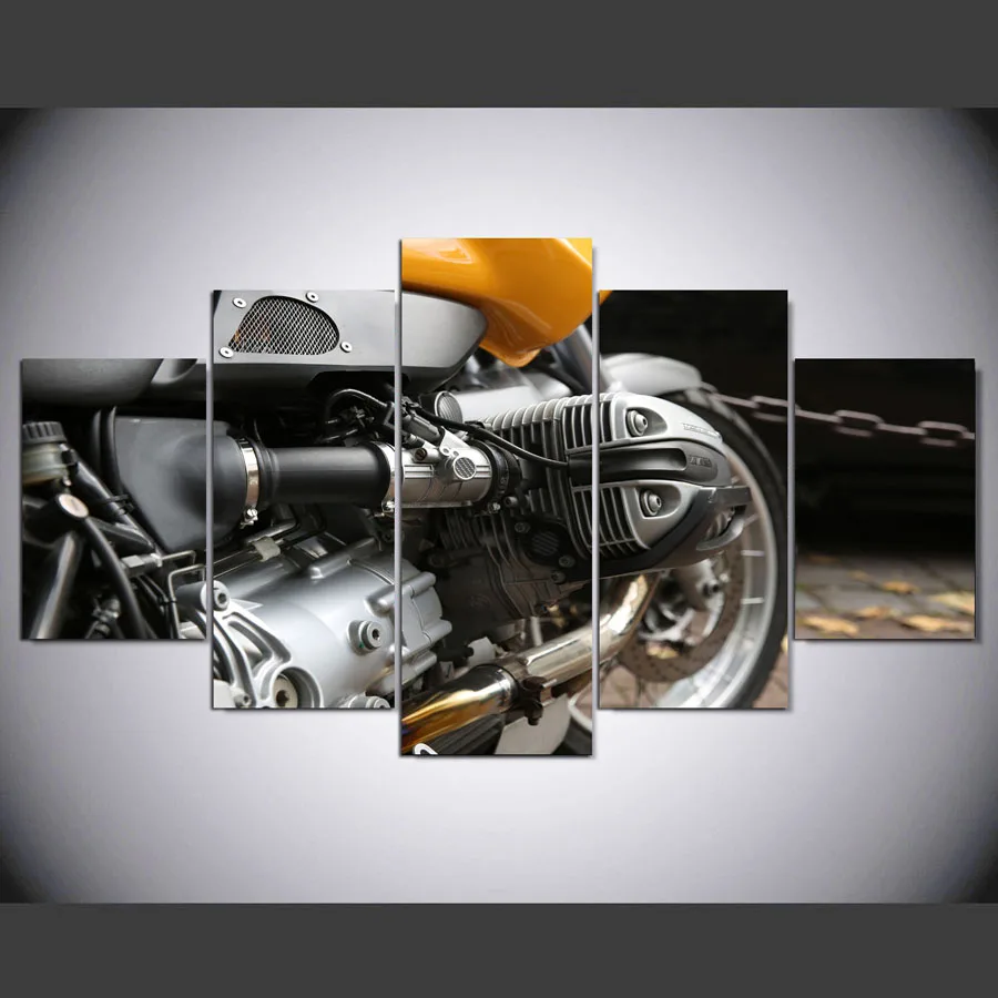 DAFENJINGMO ARTS 5 Panels Modern Motorcycle Engine Picture Wallart