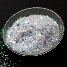 50 г Аврора Единорог ногтей блестки ультра-тонкий русалка шестиугольник хлопья ломтик смешанные блестящие порошки 3d сверкающие украшения для ногтей