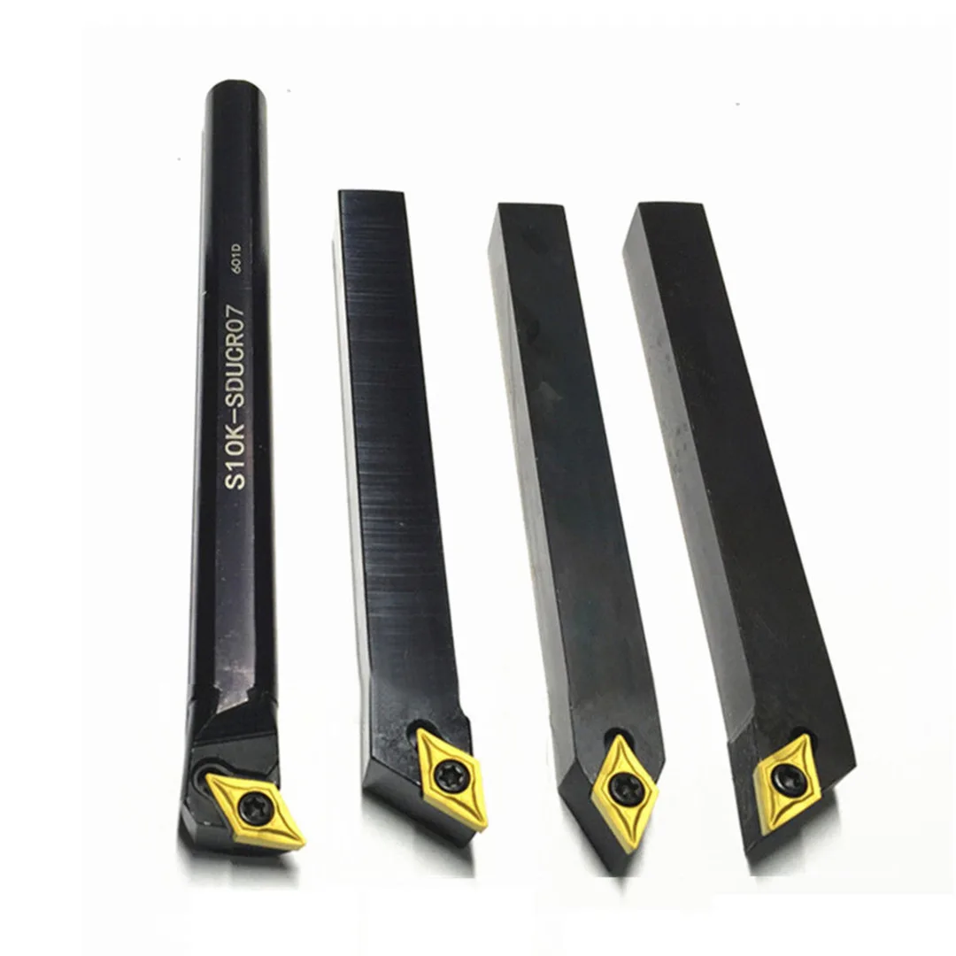 4pcs 10mm Shank Lathe Boring Bar Turning Tool Holder S10k-SDUCR07/SDJCR1010H07/SDJCL1010H07/SDNCN1010H07 with 4pcs L Wrenches