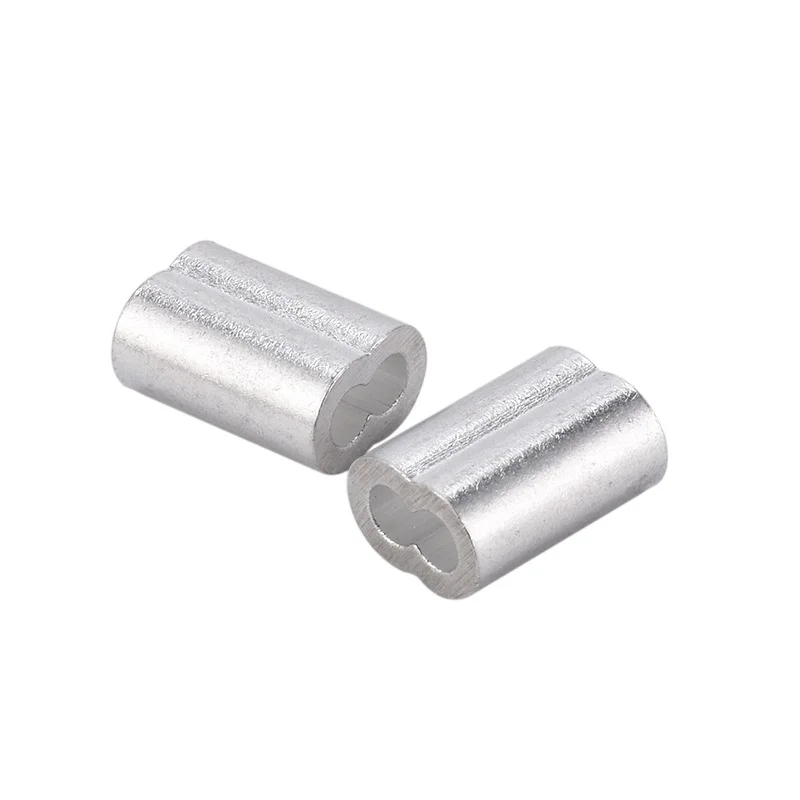 100PCS M1 M1.2 M1.5 M2 M2.5 M3 M4 Aluminum Furrules Crimping Sleeve Double-hole 8 Shape Oval Clip Wire Rope Clamp