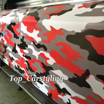 

Red Tiger arctic Camouflage Car Wrap VINYL Air Bubble Free Vehicle boat CAMO Covering Graphic size 1.52x30m PROTWRAPS
