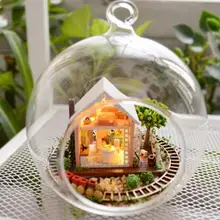 Самодельный стеклянный шар модель кукольного домика строительные наборы деревянная мини-Миниатюра ручной работы кукольный домик подарок на день рождения